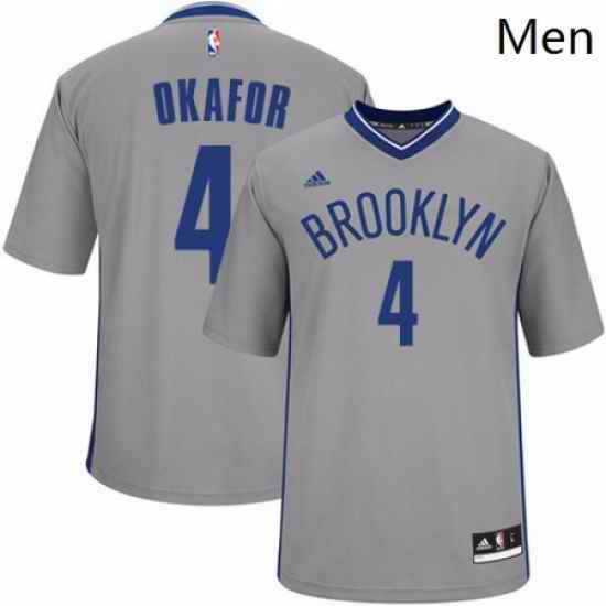 Mens Adidas Brooklyn Nets 4 Jahlil Okafor Swingman Gray Alternate NBA Jersey
